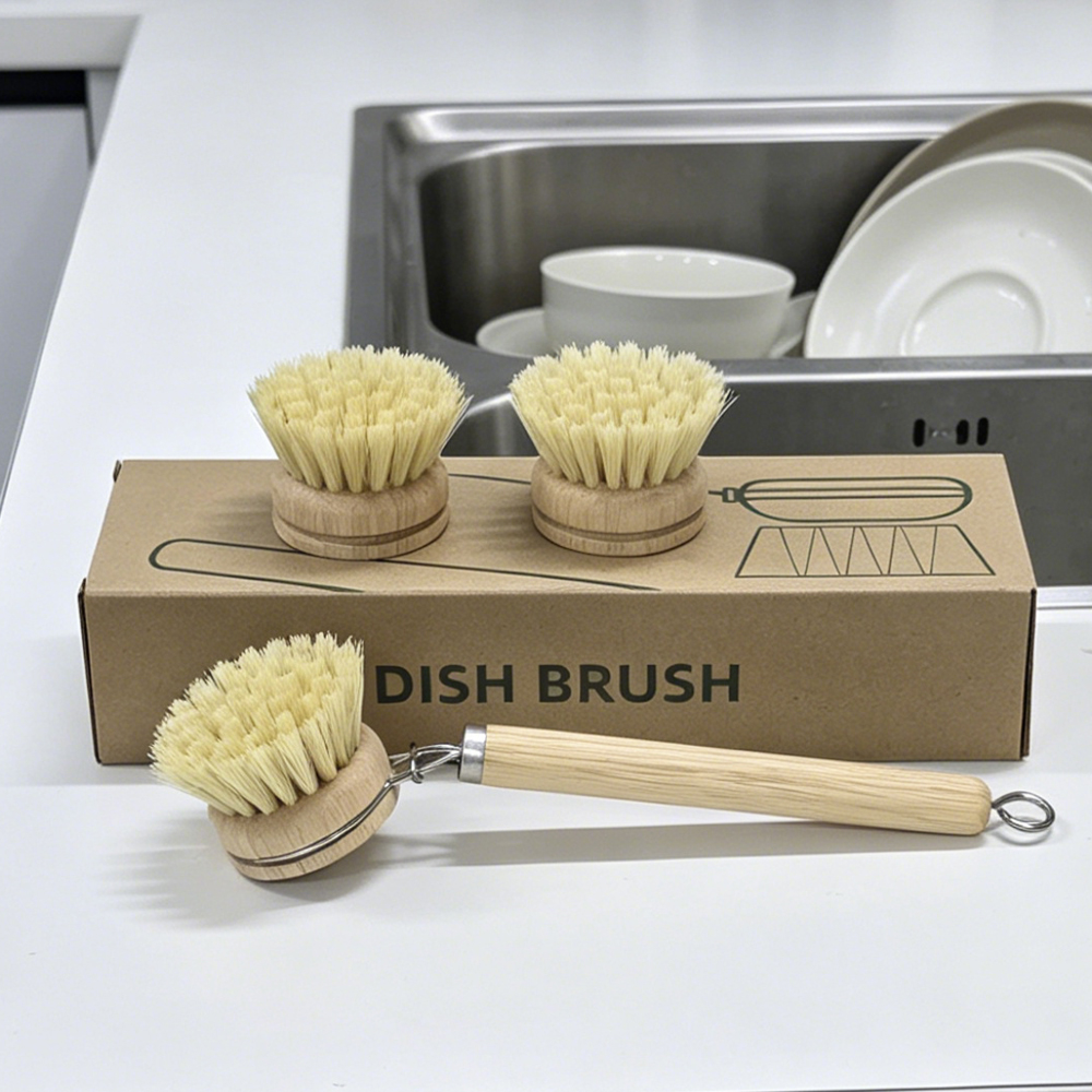 Dish Brush Bamboo - Set di Spazzole per Piatti con